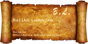 Balika Ludovika névjegykártya